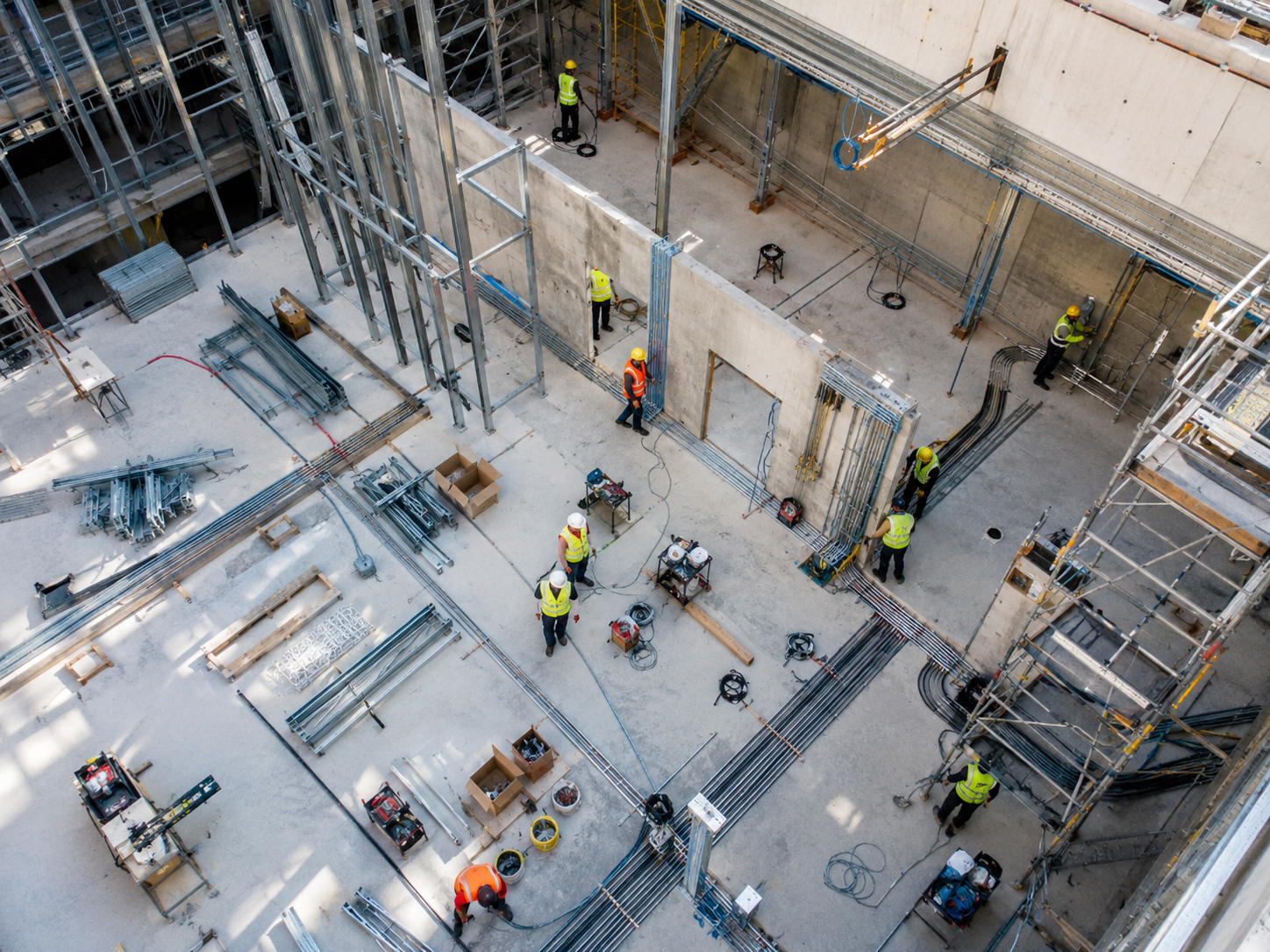Équipe CKR TECH sur un chantier de cheminements électriques