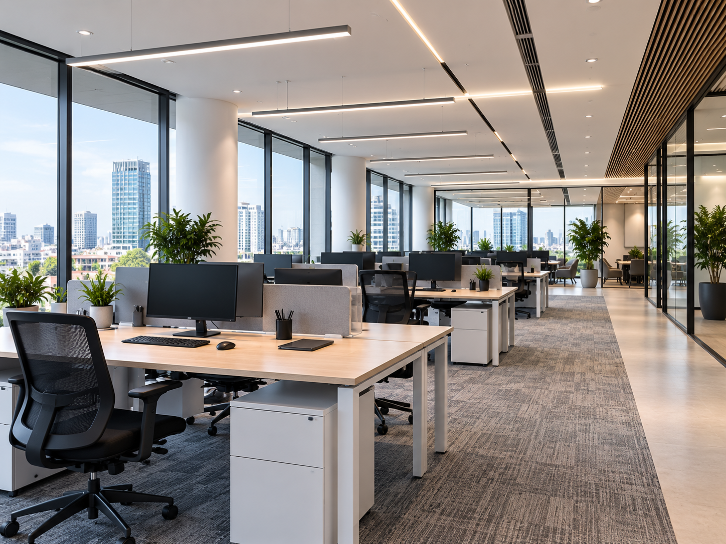 Installation électrique dans un espace de bureaux
